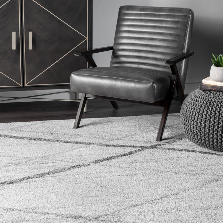 Amii Abstract Stripe Contemporary Ivory/Gray/Charcoal Area Rug