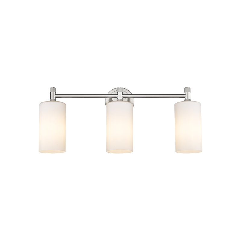 Éclairage pour meuble-lavabo mural 3 lumières Crown Point, Nickel satiné, Blanc mat
