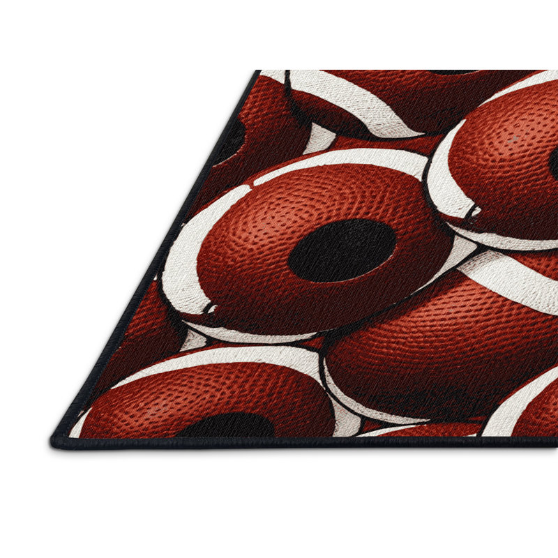 Washable Kickball Sports Area Rug, Round 3' x 3'