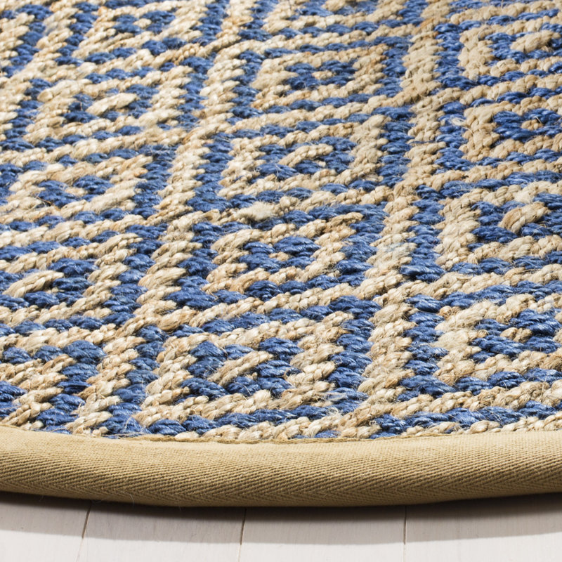 Derr Natural Fiber Hand Woven Jute Geometric Rug, Round 6'