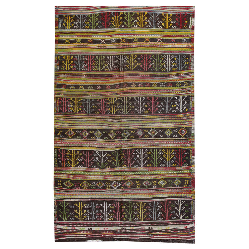 Jijim One-of-a-Kind 5'7" X 8'5" 2000s Wool Area Rug in Brown/Chocolate/Green