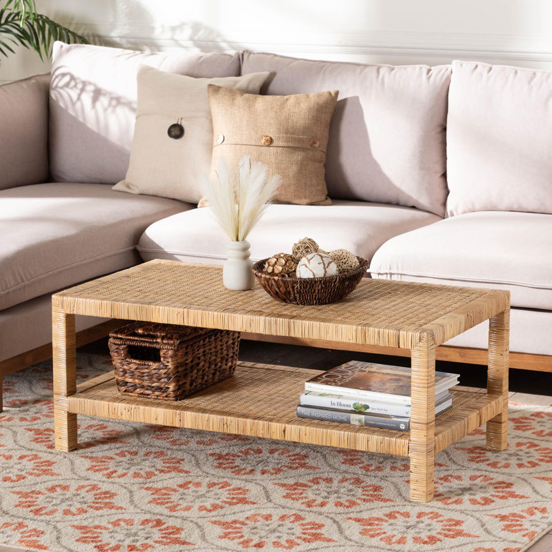 Bali & Pari Belarmina Bohemian Rattan And Rectangle Coffee Table