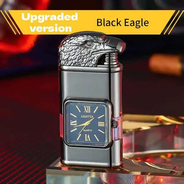 1pièce briquet au butane, briquet à double flamme magique, jet à l'épreuve du vent et briquet à flamme douce, cadran à quartz, flamme inversée, cadeau parfait pour le père, le mari ou le petit ami (gaz butane non inclus)