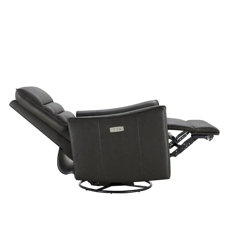 Fauteuil inclinable électrique Gabi, Impression sur fond en cuir fleur gris foncé