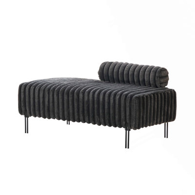 49.6" Wide Upholstered Mini Loveseat with Metal Legs, 2-Seater Small Sofa End of Bed Bench Window Ottoman Footrest with Adjustable Back for Living Room Bedroom Entryway Hallway Small Space