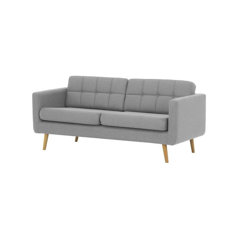 Schuster 3 Seater Upholstered Sofa, Grey