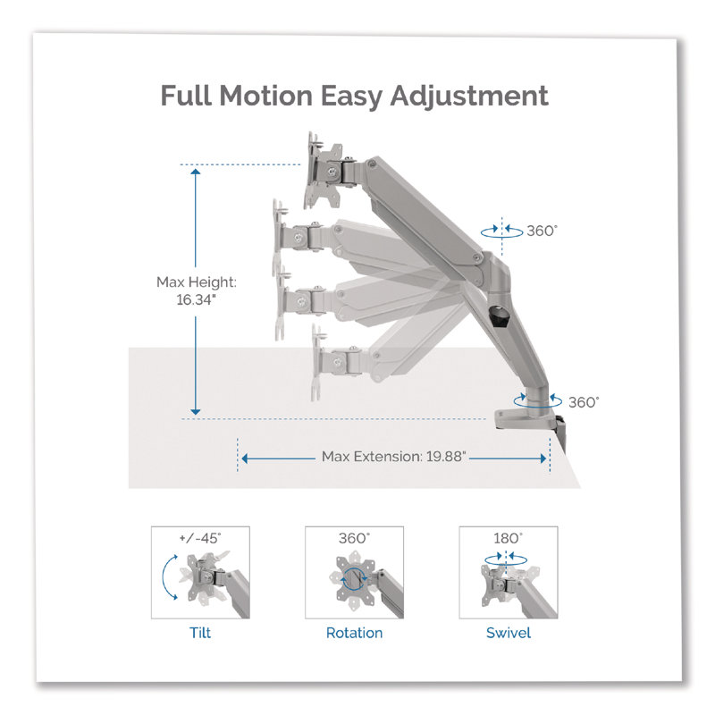 Fellowes® Single Screen Desktop Mount, Silver