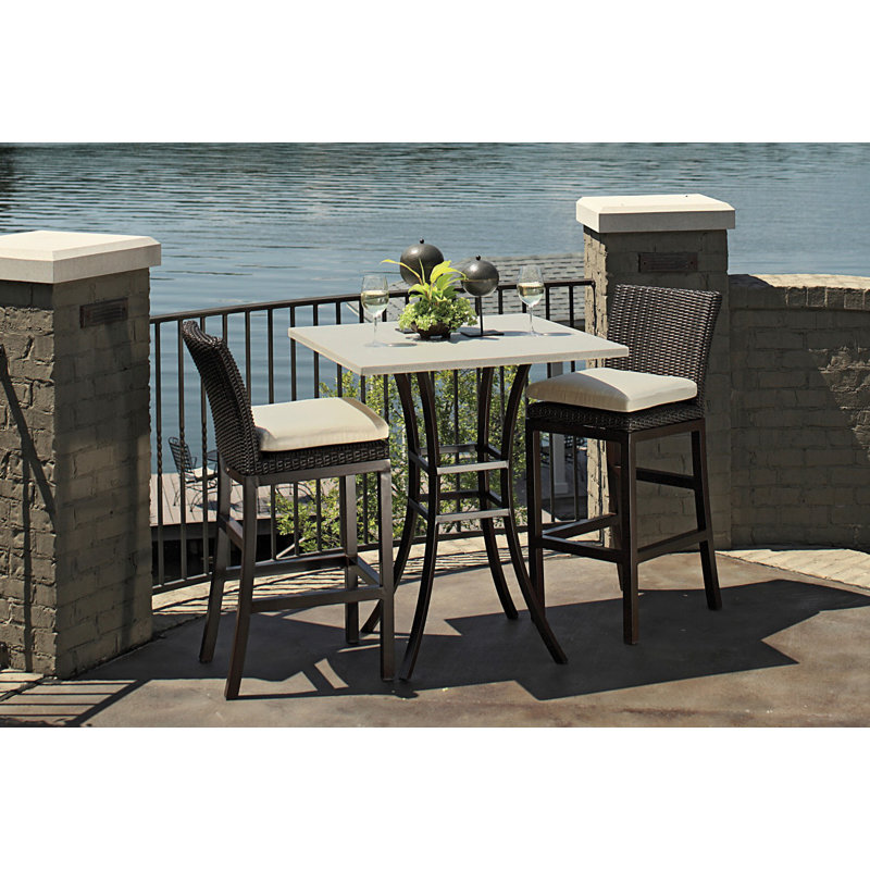 Rustic 30.5" Patio Bar Stool with Cushion, Dove Sunbrella® Linen, Welt, Slate Gray