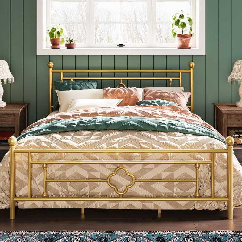 Erberto Platform Bed, Gold, Full / Double