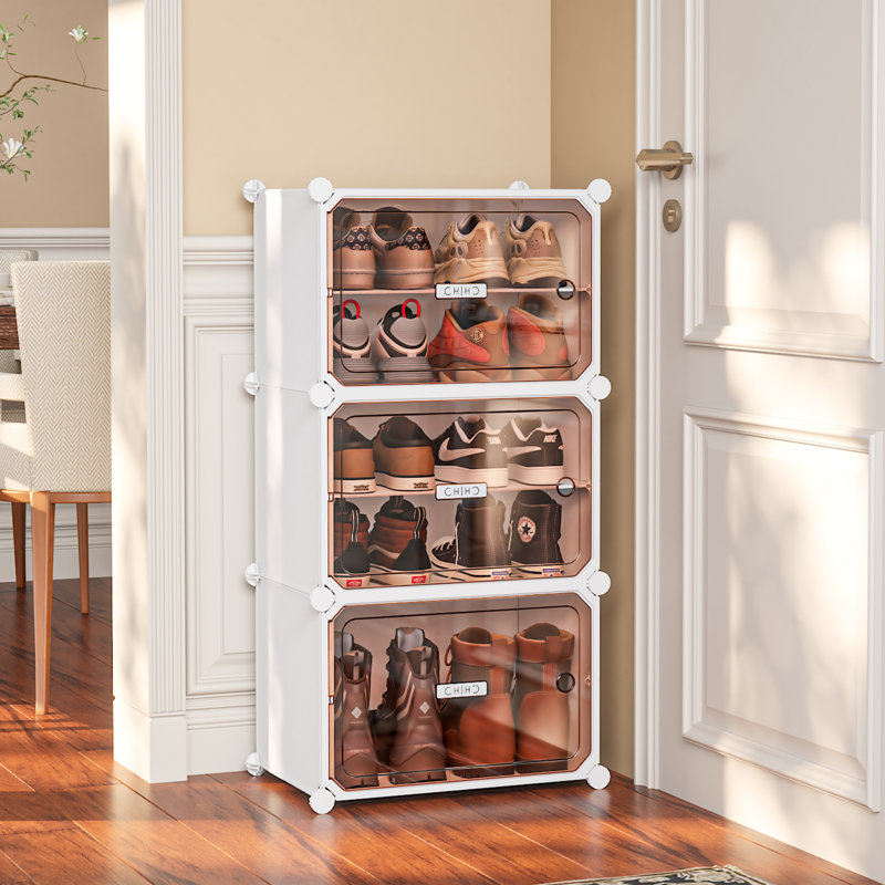 Shoe Rack,Expandable Multi-Functional Shoe Cabinet with Door, 6 Tier