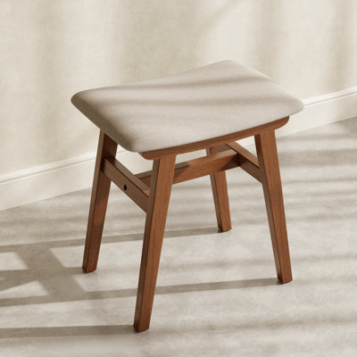 Solid Wood Small Vanity Stool with Saddle Cushion, High-Rebound Sponge Seat, Easy Assembly Makeup Chair