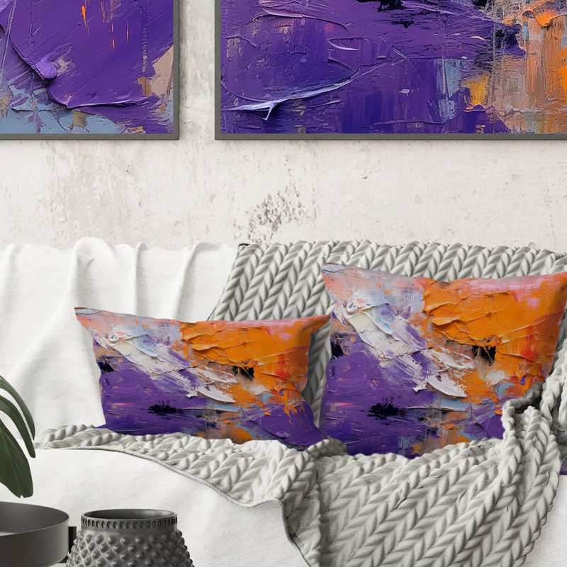 Évolution de mouvements abstraits expressionnisme II - Coussin décoratif avec peinture abstraite, 16" x 16"