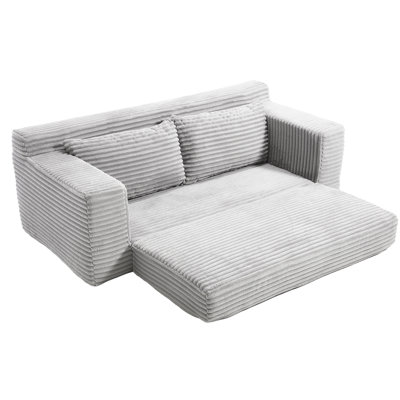 2 Grey With Convertible Function, Memory Foam, Steel Frame, Corduroy Fabric, No Assembly, Great For Home Relaxing And Guest Accommodation Small Spaces
