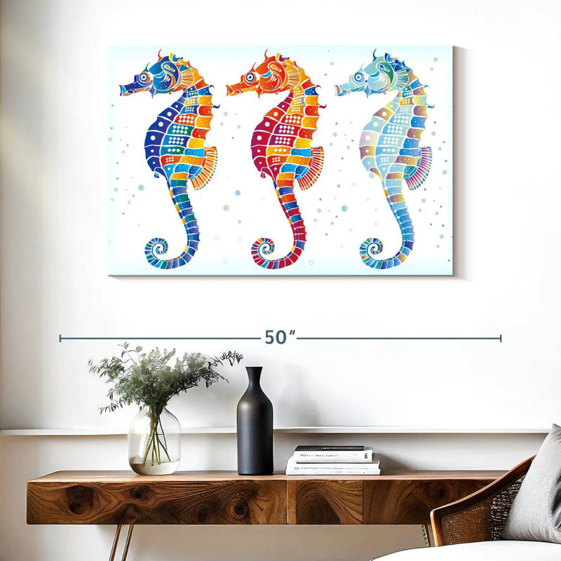 Trio d'hippocampes Brampt, H 26 po x l 39 po