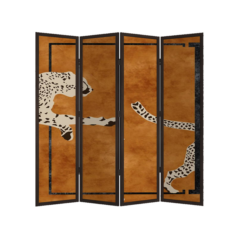 Paravent de chambre à coucher français en bois massif de style français, 4, H 70,9 po x l 94,5 po x P 1,2 po, Black