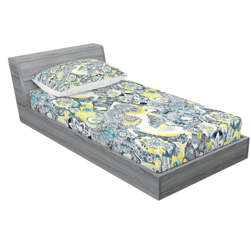 Microfiber Floral Sheet Set, Twin XL Sheet Set with Fitted Sheet