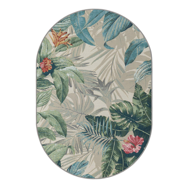 Anniston Multi_Unique Loom Kula Outdoor Modern Rug, Oval 7'1" x 10'