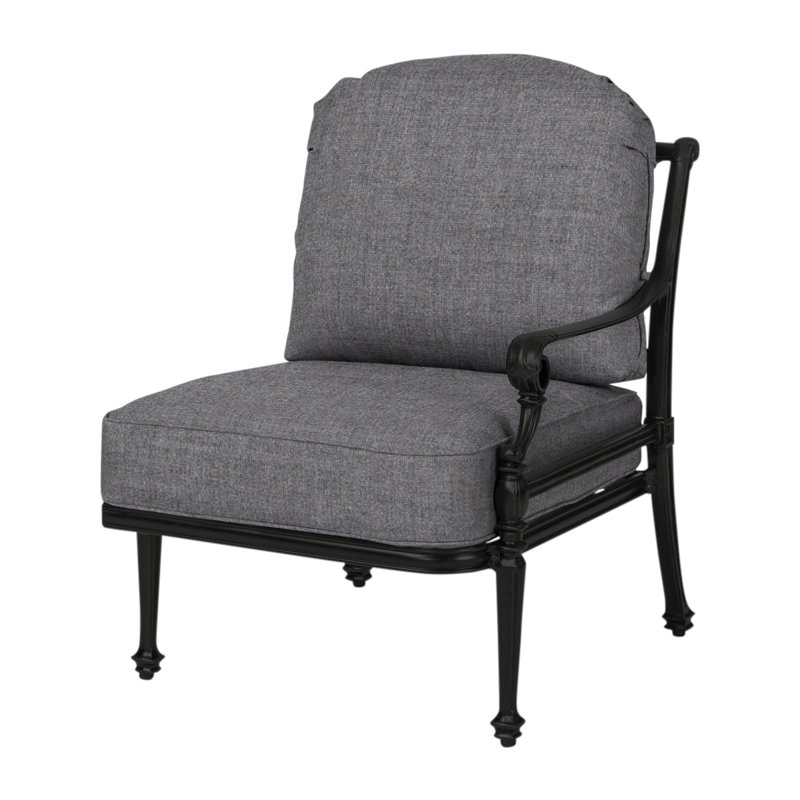 Grand Terrace Outdoor One Arm Lounge Chair, Cast Slate Sunbrella® Plainweave, Desert Bronze