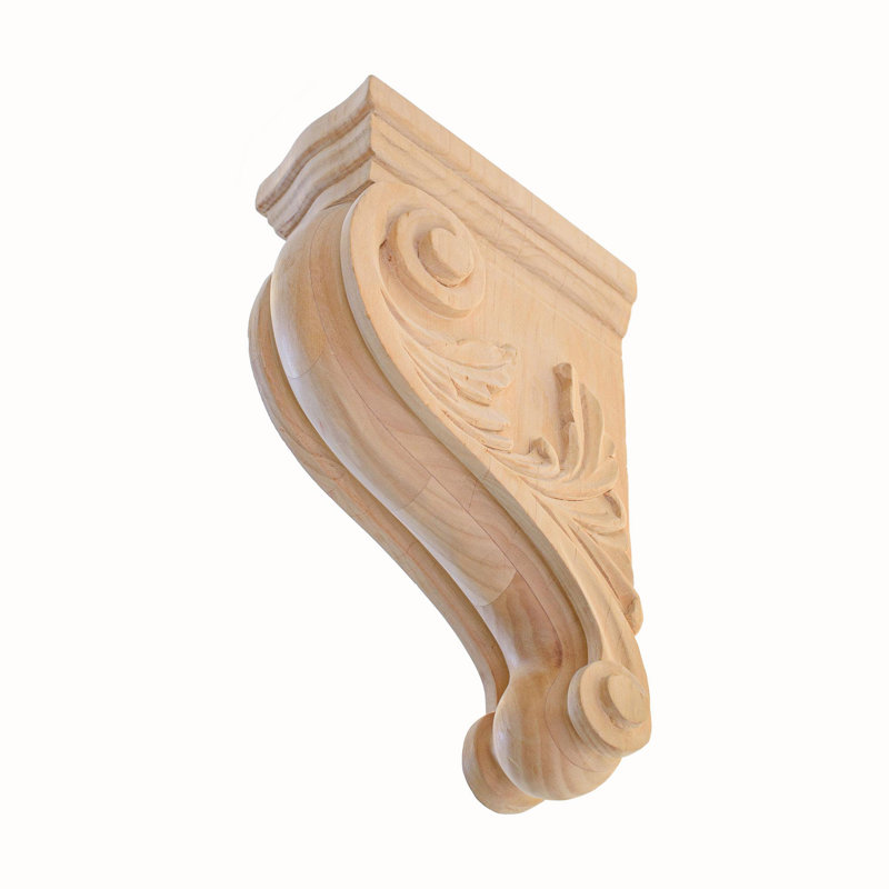 Hand Carved Unfinished Alder Wood Acanthus Leaf Corbel