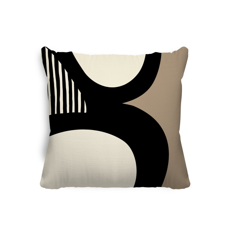 Lara Abstract Outdoor Reversible, 17" x 17", Black/Off White