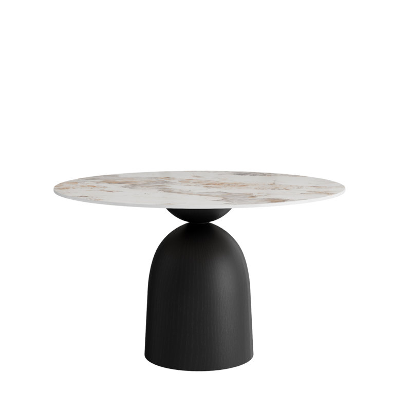 Table de salle à manger Modern, H 29,59 po x L 59,12 po x l 59,12 po, Blanc / Brun