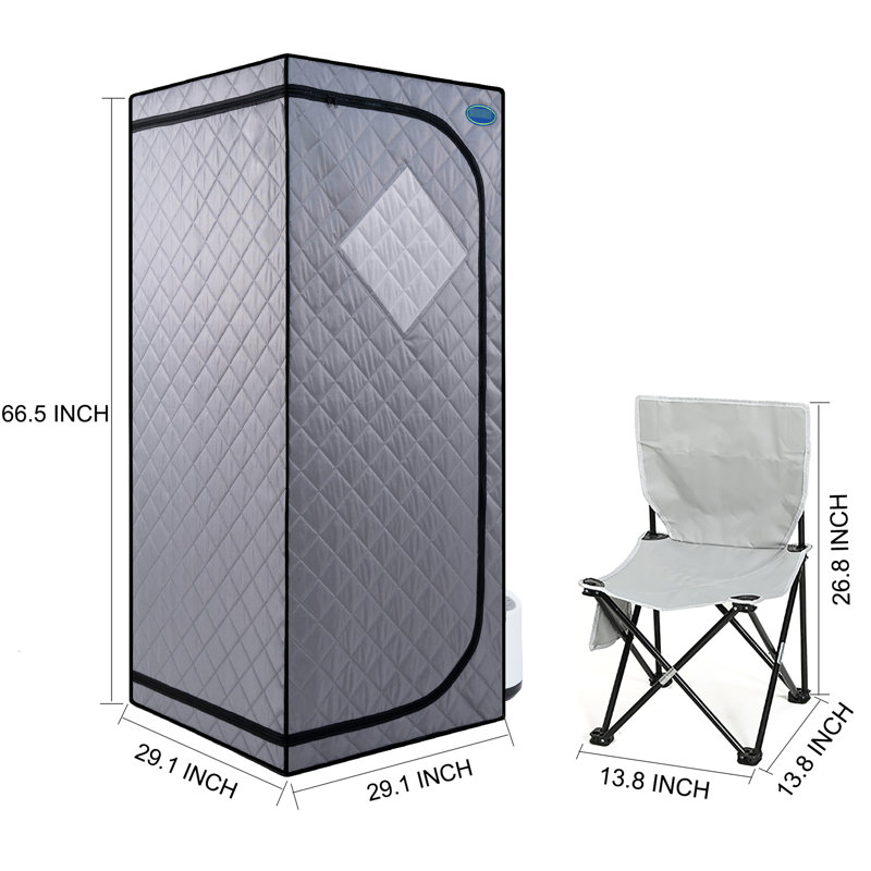 Portable Steam For Home - Personal Spa Enjoyment Zone. Grey. 2.2L Generator. 150F Max Heat. Approved. Remote Controlled With Timer. Foldable Chair. Waterproof & Heatproof Material. Easy Installation
