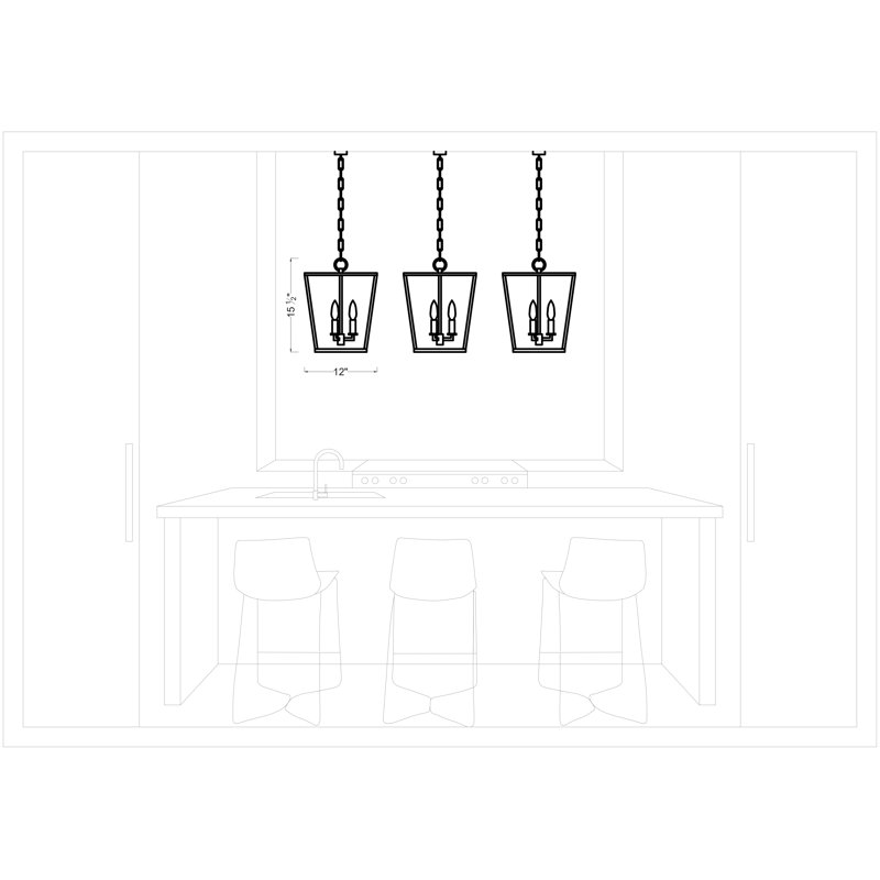 Ellen Degeneres Viota 3 Light Dining Room Entry Hallway Pendant, Aged Iron