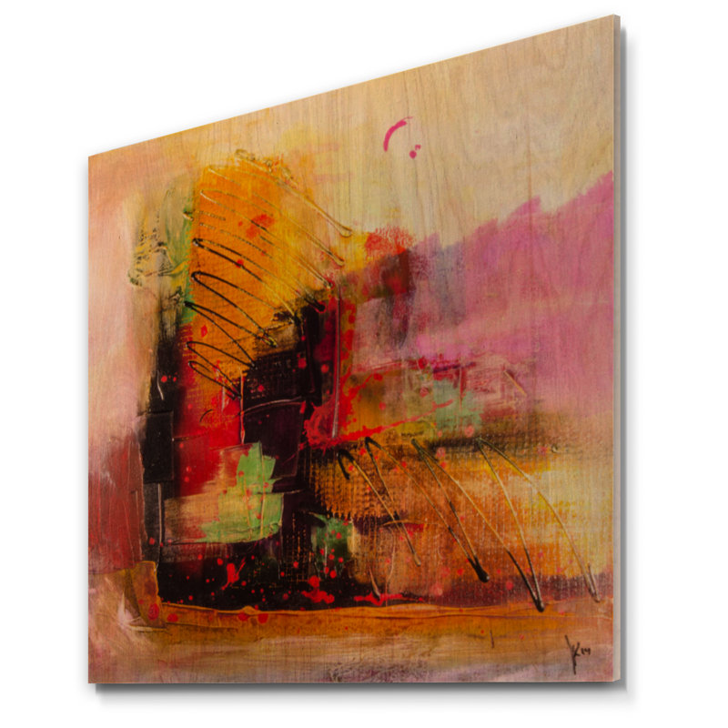 Modern Energetic Color Dance - Impression moderne sur bois, H 30 po x l 30 po x P 1 po, Cadre photo argenté