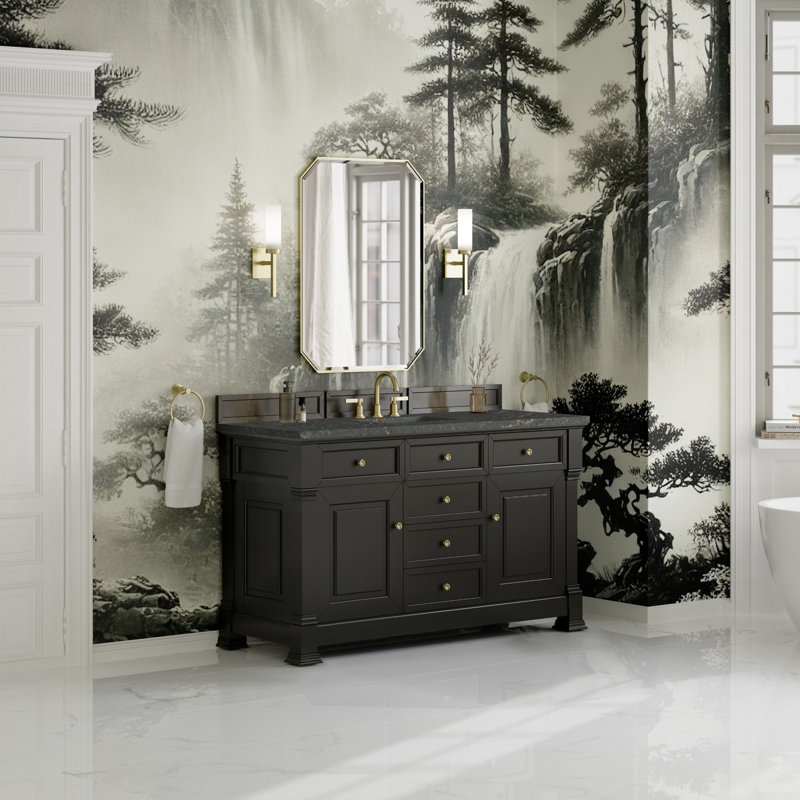 Brookfield Single Vanity, Widespread, Parisien Bleu, Black Onyx