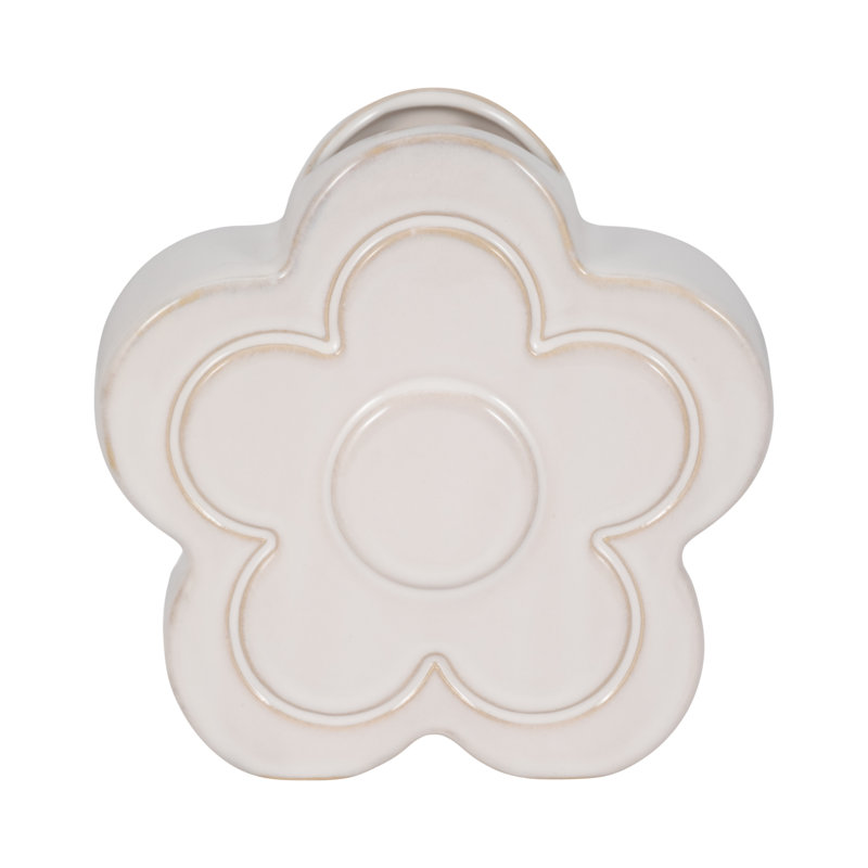 Sagebrook Home 7" Flower Power Object Vase, Ivory