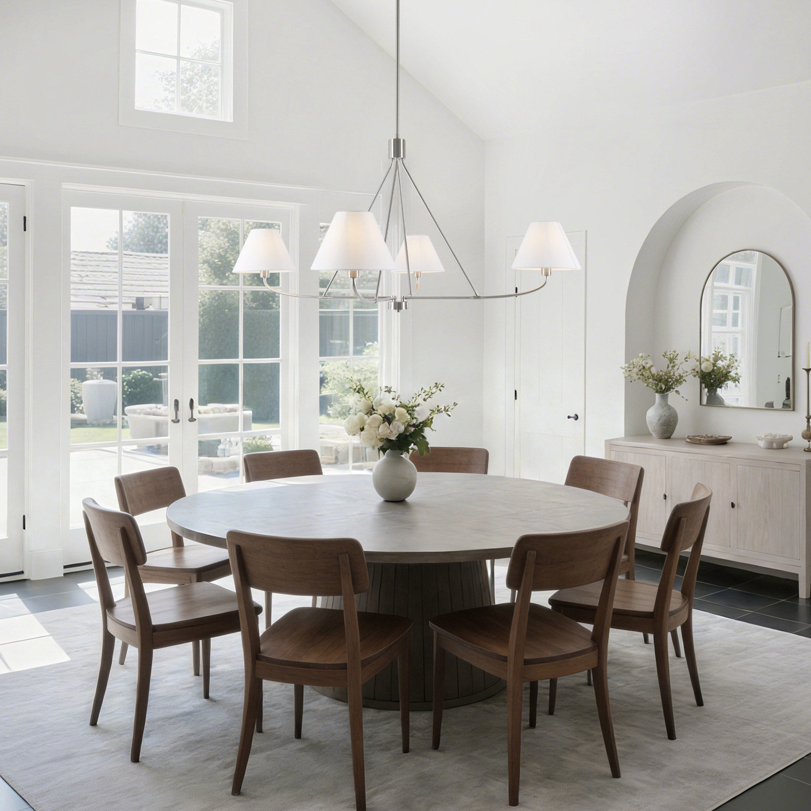 Iron 4-Light Chandelier, Nickel