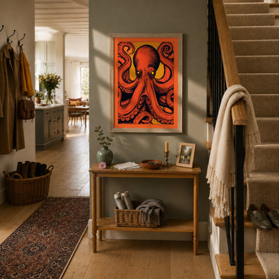 Dynamic Octopus Graphic - Framed Print