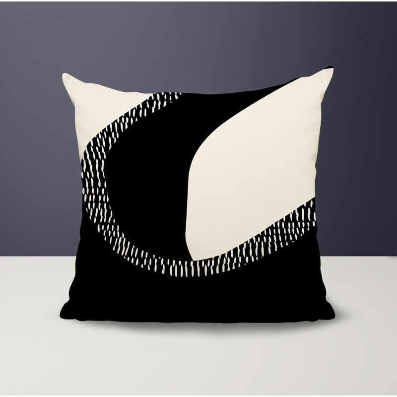 Coussin carré intérieur / extérieur pia, H 15 po x l 15 po, Noir/Blanc cassé
