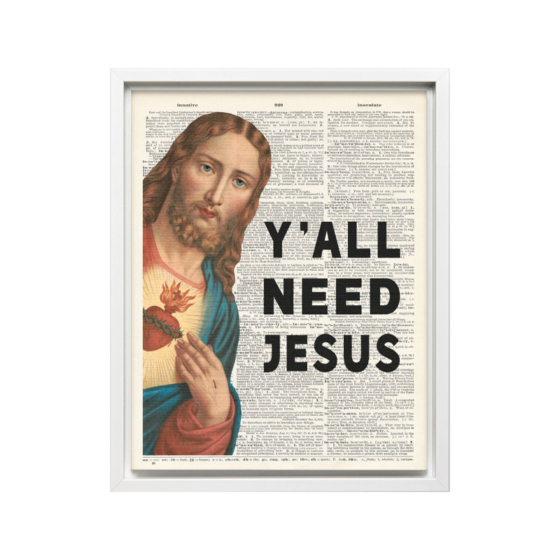 Y'all Need Jesus, Canvas, White Framed, 11"H x 14"W