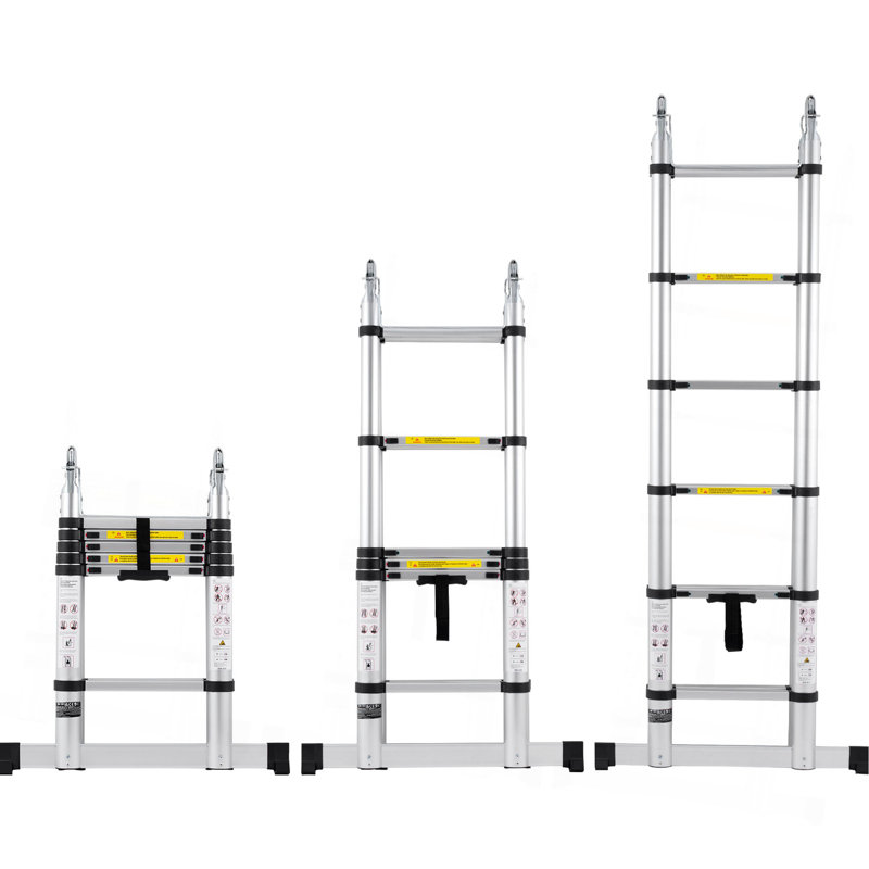 Telescoping Extension Ladder 12.5FT A-Shape W/ Stabilizer Bar For RV