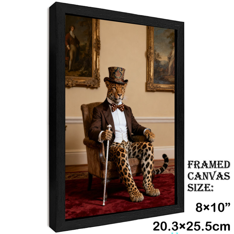 Encadré noir rétro, impression d'art encadré de style rétro de M. Leopard, H 11 po x l 9 po