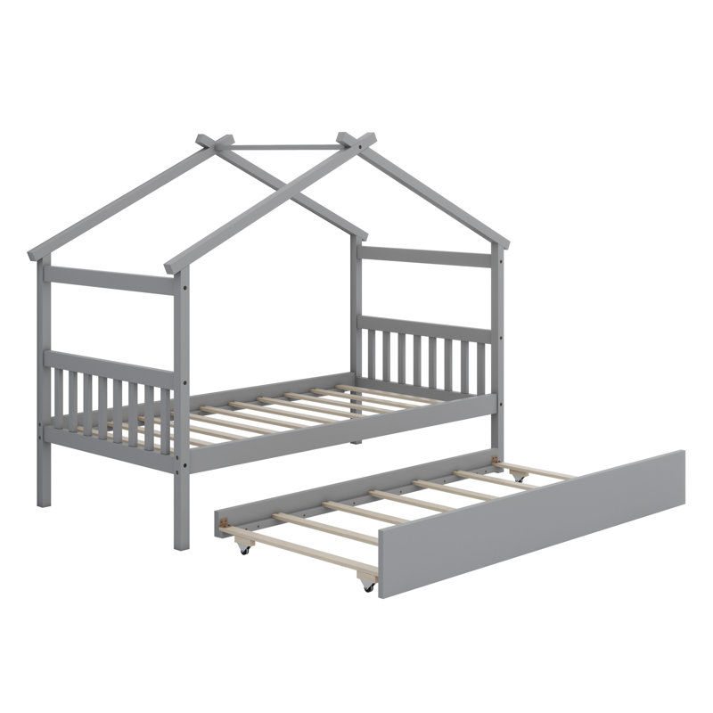 Lit en bois avec couchette, Gris