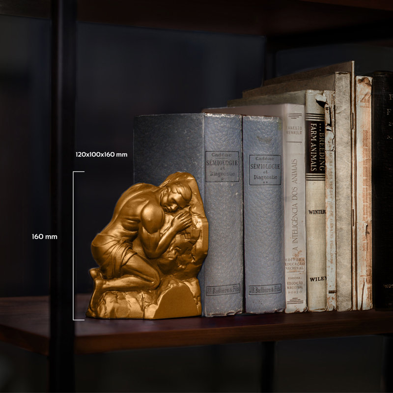 Concrette Concrete / Cement Non-Skid Bookend, Gold