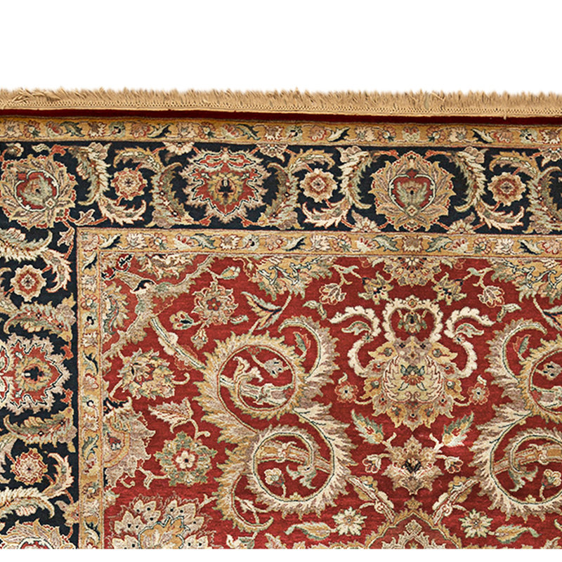 High-Quality Hand-Knotted Red And Blue Area Rug, Rectangle 8'3" x 9'11"