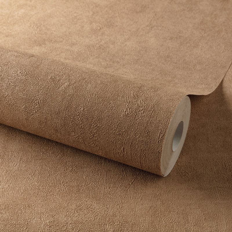 Orom II Collection Patinated Plain Wallpaper Roll, Terracotta Red