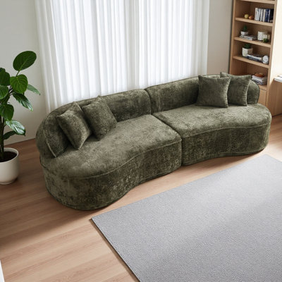 Modern Curved L-Shape Luxury Sectional Oversized Sofa: Minimalist Design, Comfy Sleeper Couch For Living Room, Apartment