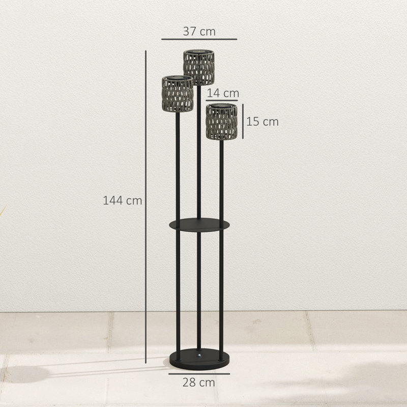 Black Solar Powered Rattan Deck Light,Pathway Light