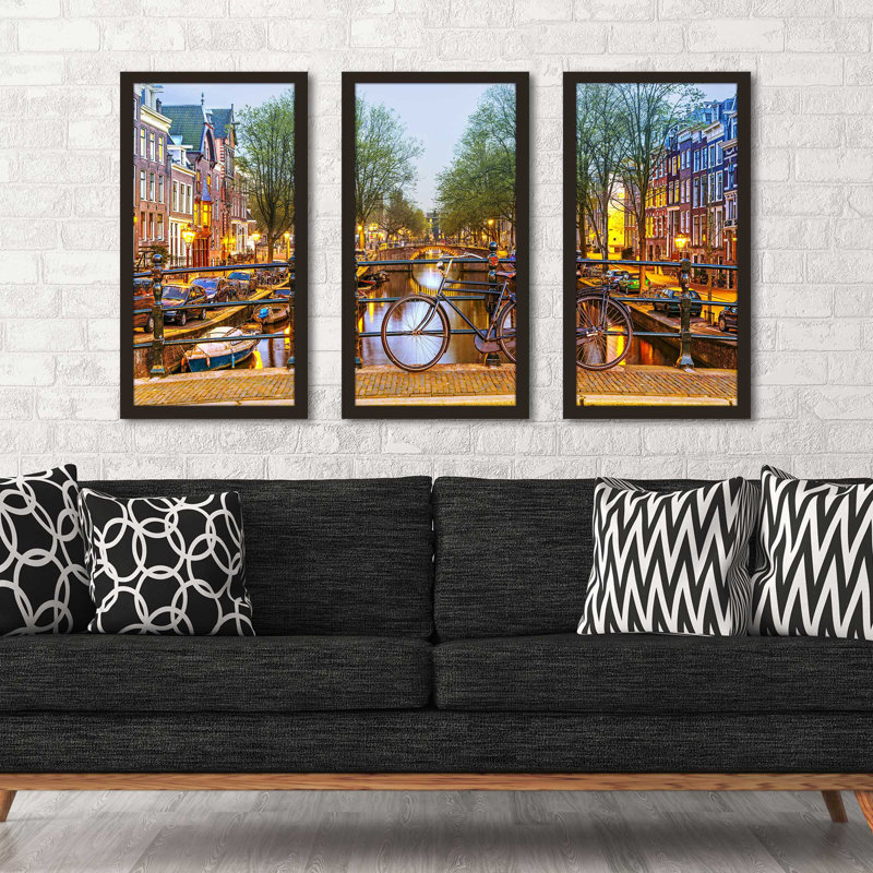 «Amsterdam Vélo», reproduction sur acrylique 3 pièces, H 25,5 po x l 40,5 po x P 1 po