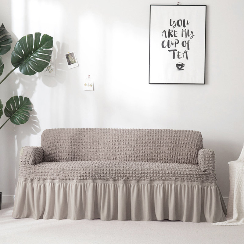 Housse pour canapé à coussins carrés / rectangulaires Bubble, Mélange de polyester gris, H 25 po x l 90 po x P 18 po