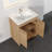 Grove Free Standing Single Bathroom Vanity with White Ceramic Sink, 2 Soft-Close Doors and 1 Adjustable Shelf, Floor Standing Vanity Set in Oak Natural-294250089