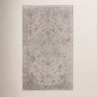 Ivory Traditional Medallion Oriental Rug