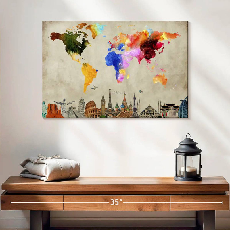 Carte du monde vibrant Aliaz I, H 16 po x l 24 po