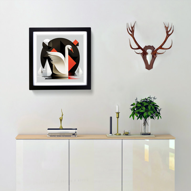 Swan Suprematism - Framed Print, Black