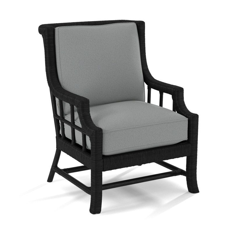 Fauteuil Lafayette, Noir, noir, noir, noir, Tissu performance bleu clair; 0851-55