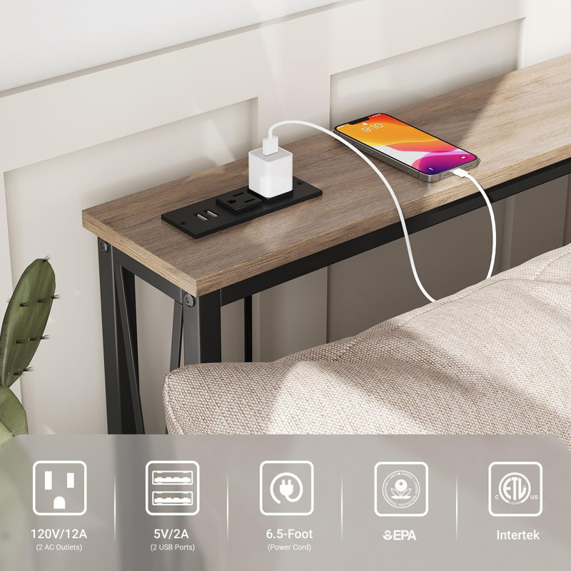 Console Table - Space-Saving Sofa Table With Built-In Outlets & USB Ports, 5.9"D X 70.9"W X 31.5"H, Ideal For Living Room